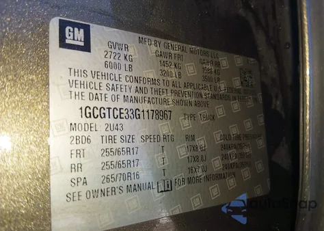 2016 Chevrolet Colorado Lt from USA, damaged, VIN 1GCGTCE33G1178967